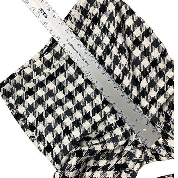 Zara Pants Womens L Black & White Houndstooth Wide Leg Business Casual Timeless - Picture 6 of 13